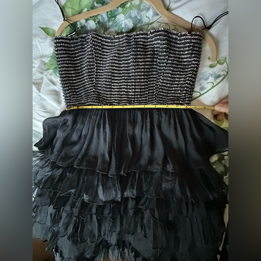 Alice + Olivia Black Strapless Ruffle Dress XS - Picture 5 of 7